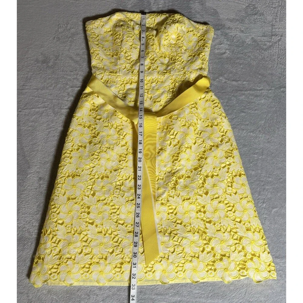 Lilly Pulitzer Yellow Strapless Lace Fit-and-Flare Dress - Picture 5 of 7